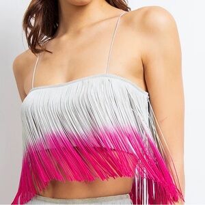 Lisa Maree Free People Swept Away Fringe set NWT tank skirt ombre size M